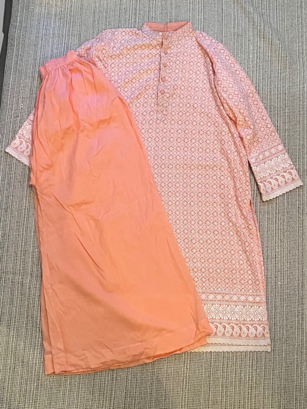 coral pink 2-piece dress, salwar qamees, pakistani indian dress